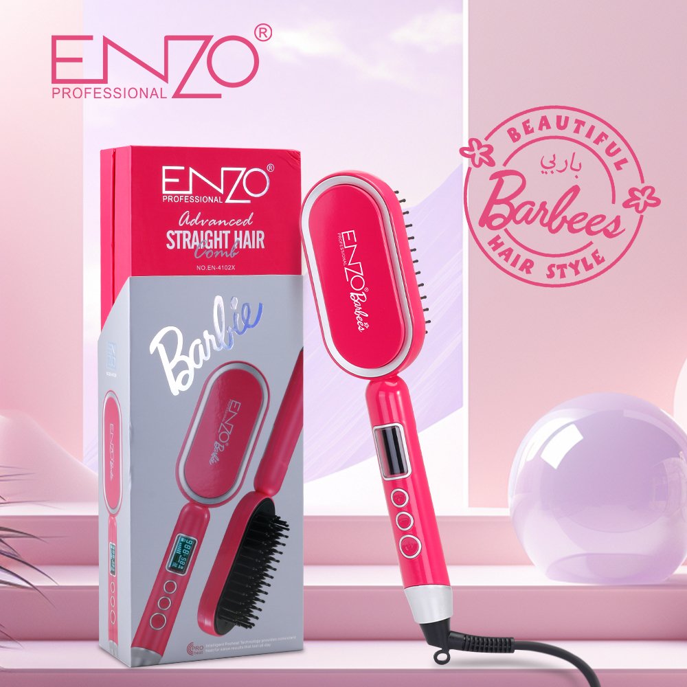 ENZO EN-4102X Professional Hair Straightening Comb – Rapid Heating with Ceramic Coating and Adjustable Temperature