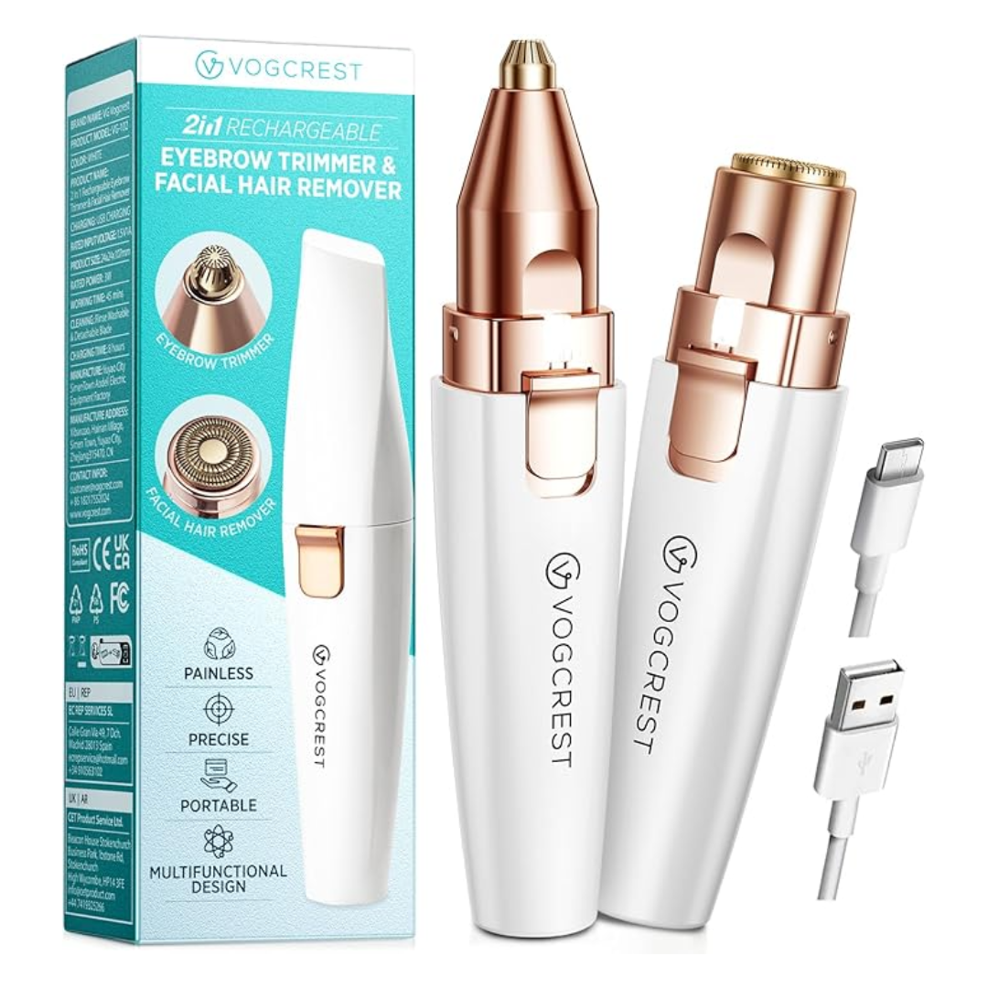 Rechargeable 2-in-1 Eyebrow Trimmer & Facial Hair Remover