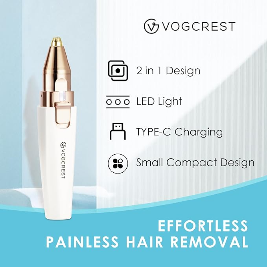 Rechargeable 2-in-1 Eyebrow Trimmer & Facial Hair Remover