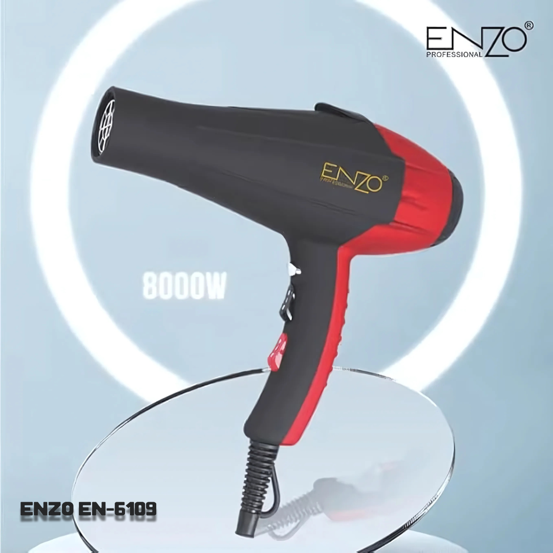 ENZO EN-6109 Professional Hair Dryer – 8000W High-Power Ionic Blow Dryer with Adjustable Heat & Speed Settings