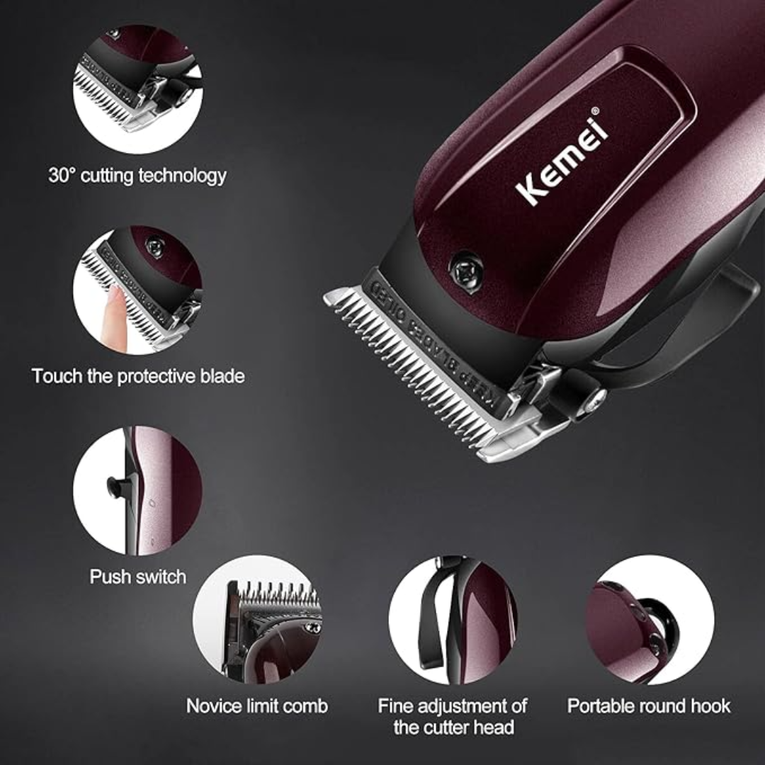Kemei KM-2600 Professional Cordless Hair Clipper – 9W Motor, 120-Min Runtime, Adjustable Blade