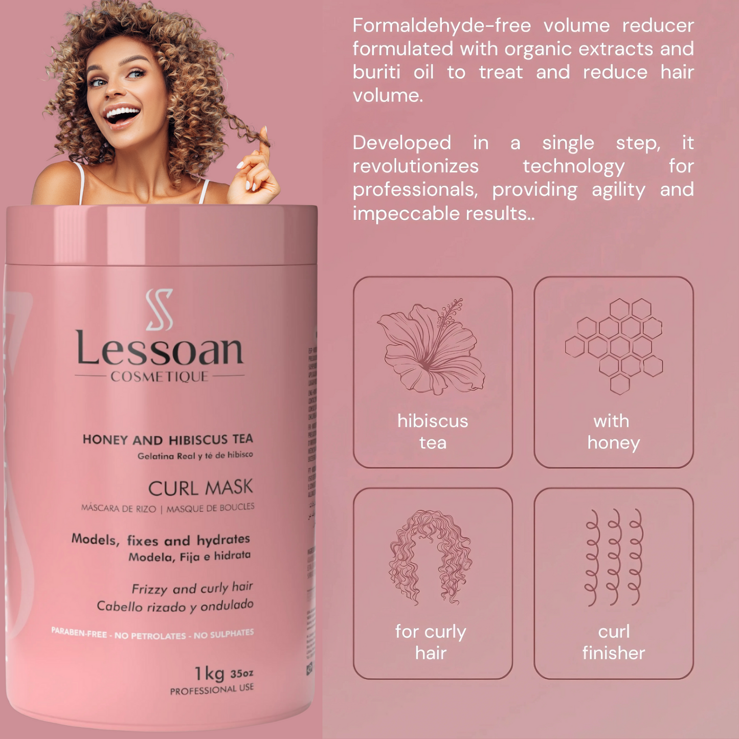 Lesoan Curl Mask product packaging with slogan