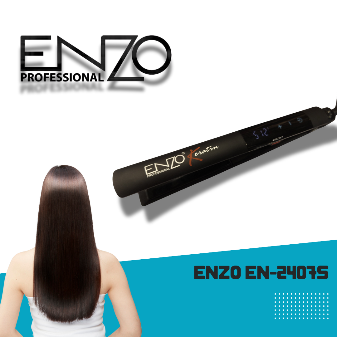 ENZO EN-2407S Keratin Touch Hair Straightener – Instant Heat Technology with Nano Ceramic Plates for Long-Lasting Salon Results ENZO Professional