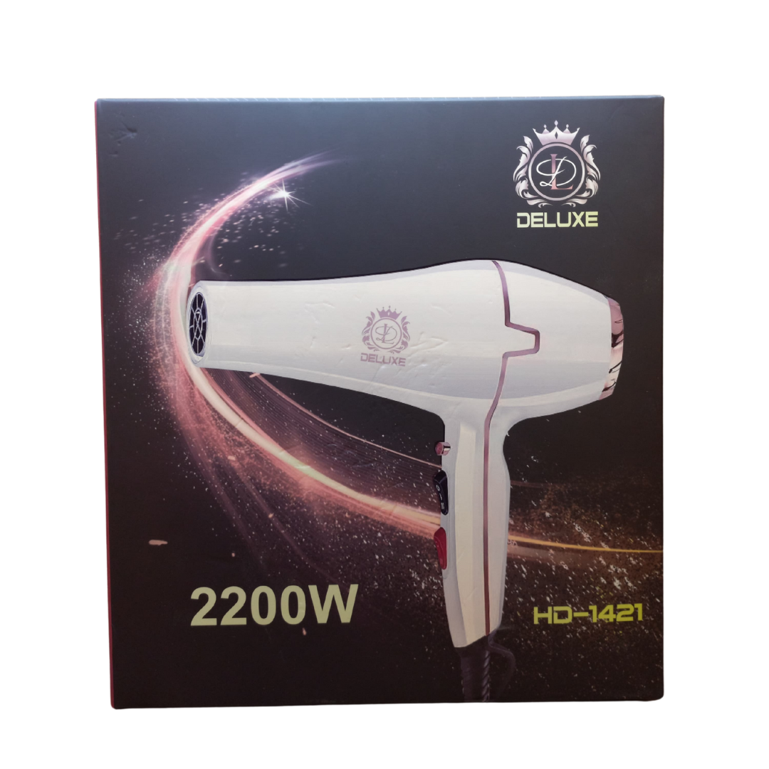 Title: Deluxe 2200W Professional Hair Dryer - White Edition HD-1421