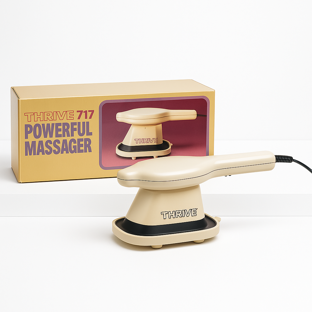 THRIVE 717 Handheld Electric Massager with Adjustable Speeds and Interchangeable Heads