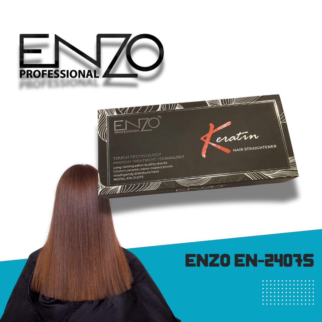 ENZO EN-2407S Keratin Touch Hair Straightener – Instant Heat Technology with Nano Ceramic Plates for Long-Lasting Salon Results ENZO Professional