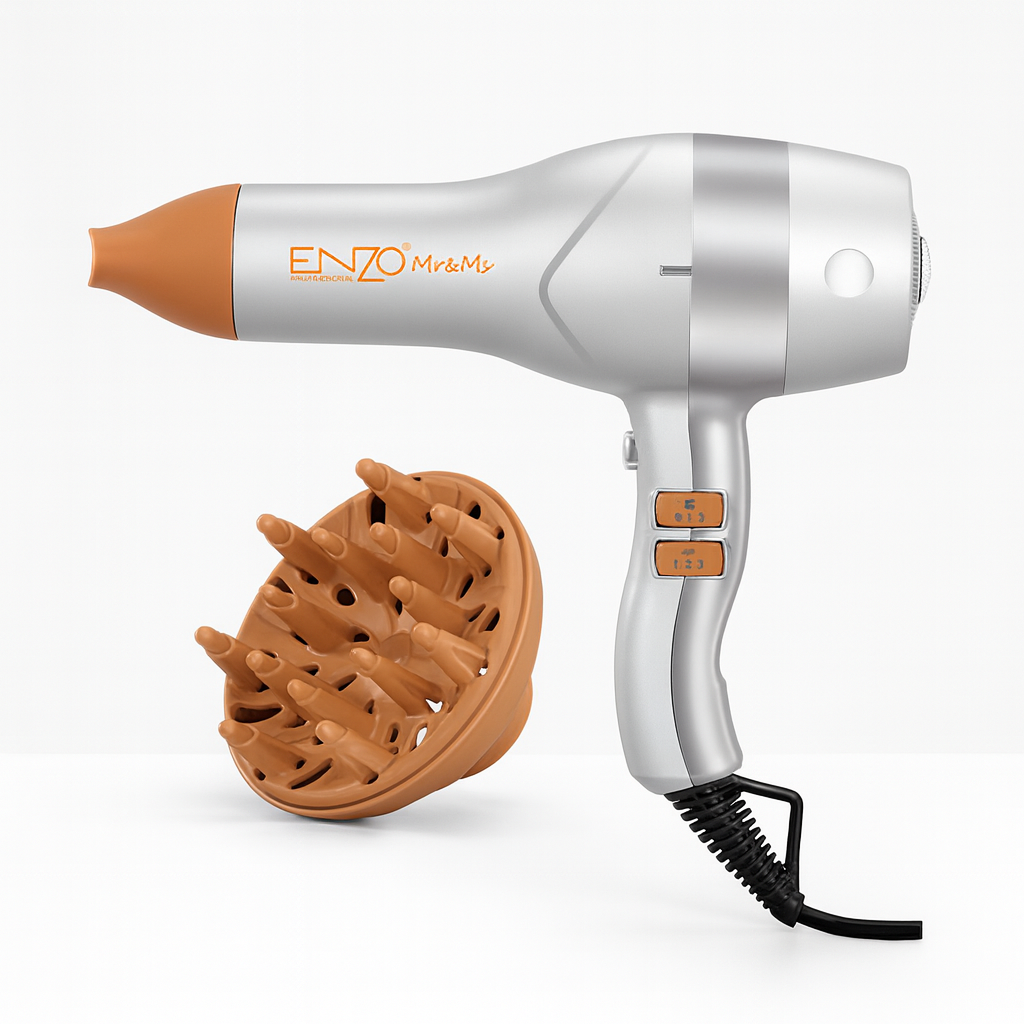 ENZO EN-6018 2000W Negative Ion Professional Hair Dryer – DC Motor with 2 Speed Settings and Concentrator Nozzle