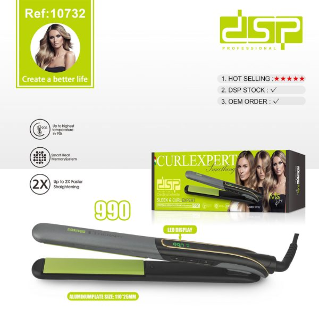 D.S.P 10732 Hair Straightener – Ceramic Flat Iron with Adjustable Temperature & Fast Heating