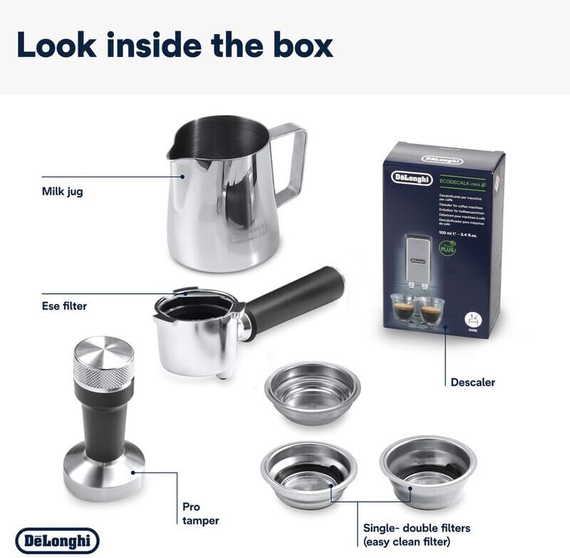 De'Longhi Dedica Arte Espresso Machine - MyLatteArt Milk Foam Nozzle, Precision Steam Wand, Steel Tamper Included, Grey - Create Perfect Espresso, Cappuccinos, and Latte Art at Home - EC885.GY