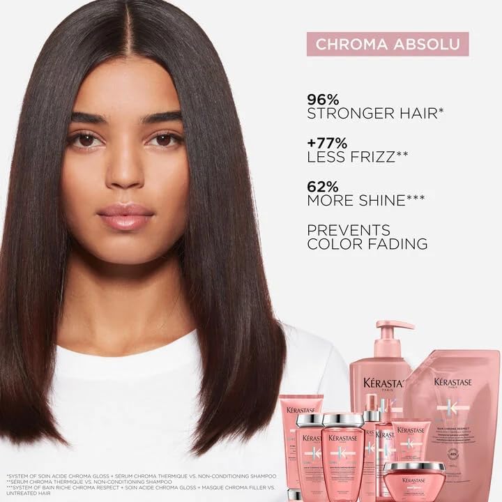Kérastase Chroma Absolu, Strengthening & Fortifying Conditioner, For Sensitised or Damaged Color-Treated Hair, Fine To Medium, Anti-Porosity, with Lactic Acid, Fondant Cica Chroma, 200ml