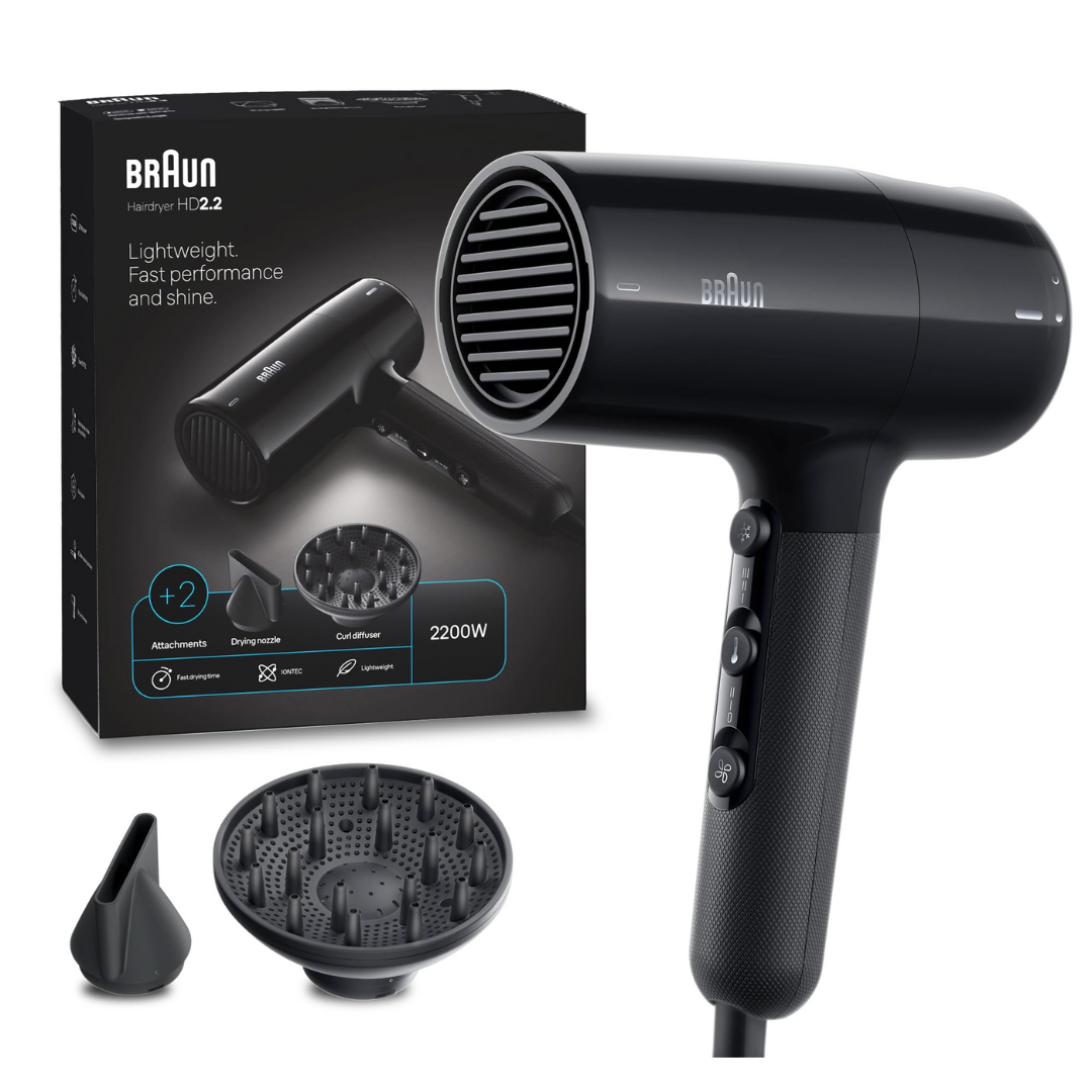 Braun HD2.2 Hair Dryer – Ultra Lightweight Ionic Dryer for Fast, Gentle Drying