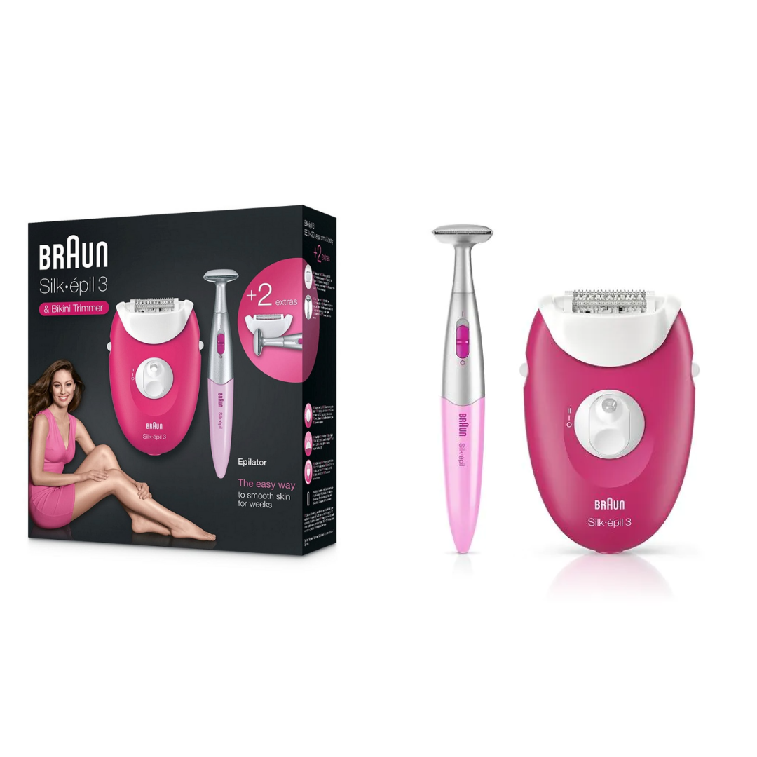 Braun Silk-épil 3 SE3420 Epilator with Bikini Trimmer – Raspberry Pink