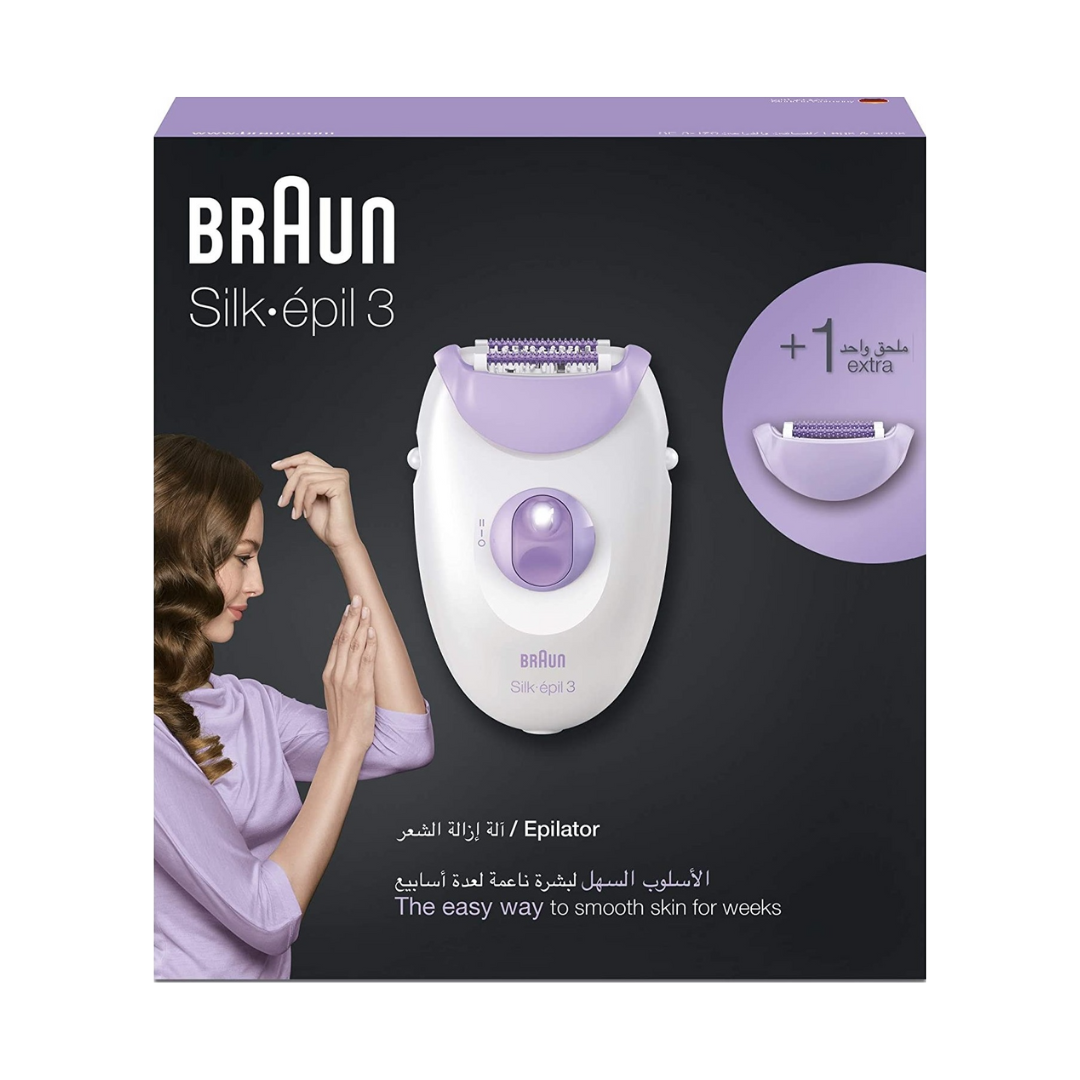 Braun Silk-épil 3 SE3170 Epilator – Corded Hair Removal Device with SmartLight and Massage Rollers