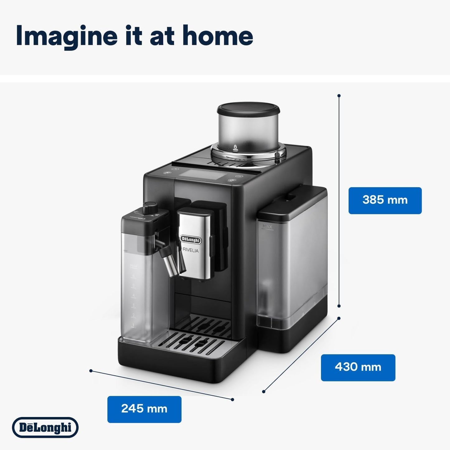 De'Longhi Rivelia EXAM440.55.BG Fully Automatic Coffee Machine – LatteCrema Hot, Automatic Milk Frother, Bean-to-Cup, 16 Coffee Recipes, Compact Design, Full Touch Color Display – Sand Beige