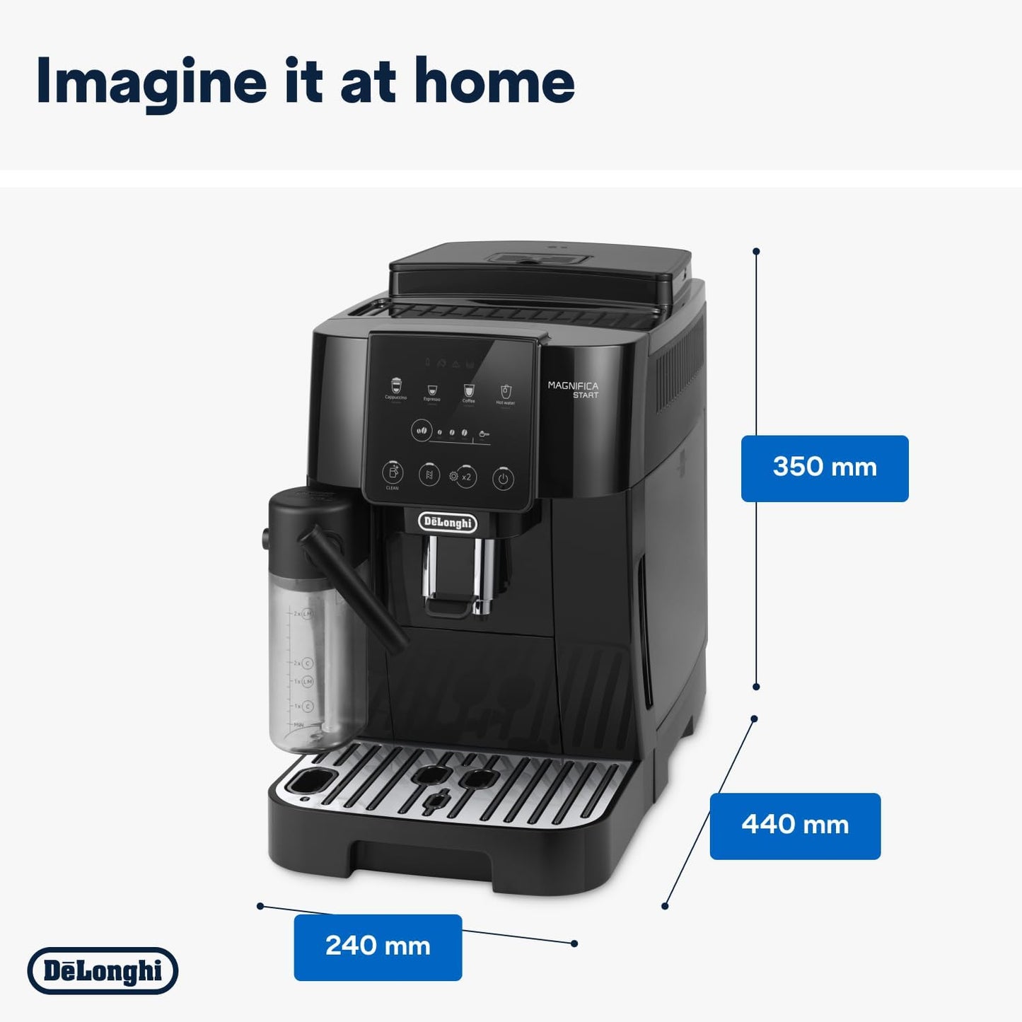 De'Longhi Fully Automatic Coffee Machine MAGNIFICA START Bean to Cup Espresso Machine, 6+ Functions for Espresso, Americano, Cappuccino, Latte, Macchiato & More Recipes ECAM220.60.B (Made in Europe)