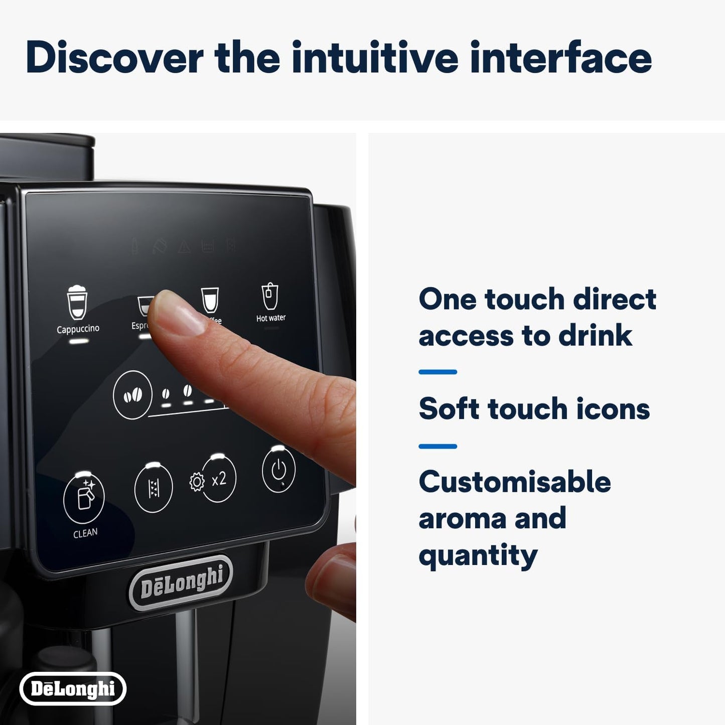 De'Longhi Fully Automatic Coffee Machine MAGNIFICA START Bean to Cup Espresso Machine, 6+ Functions for Espresso, Americano, Cappuccino, Latte, Macchiato & More Recipes ECAM220.60.B (Made in Europe)