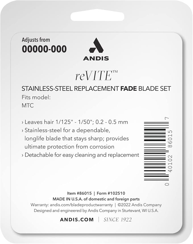 Andis ReVite Stainless Steel Fade Blade Set – #86015
