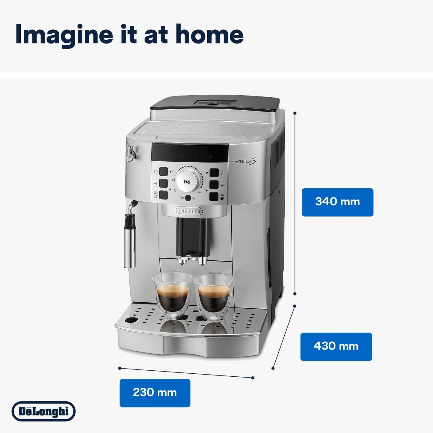 De'Longhi Fully Automatic Coffee Machine MAGNIFICA START Bean to Cup Espresso Machine, 6+ Functions for Espresso, Americano, Cappuccino, Latte, Macchiato & More Recipes ECAM220.60.B (Made in Europe)