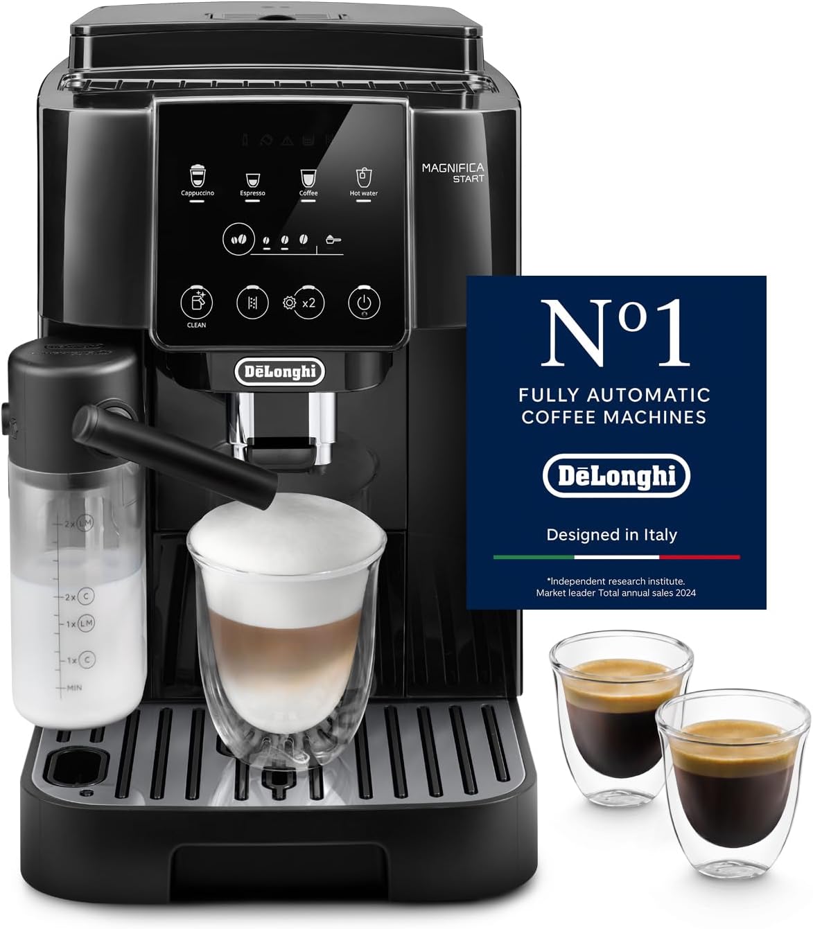 De'Longhi Fully Automatic Coffee Machine MAGNIFICA START Bean to Cup Espresso Machine, 6+ Functions for Espresso, Americano, Cappuccino, Latte, Macchiato & More Recipes ECAM220.60.B (Made in Europe)