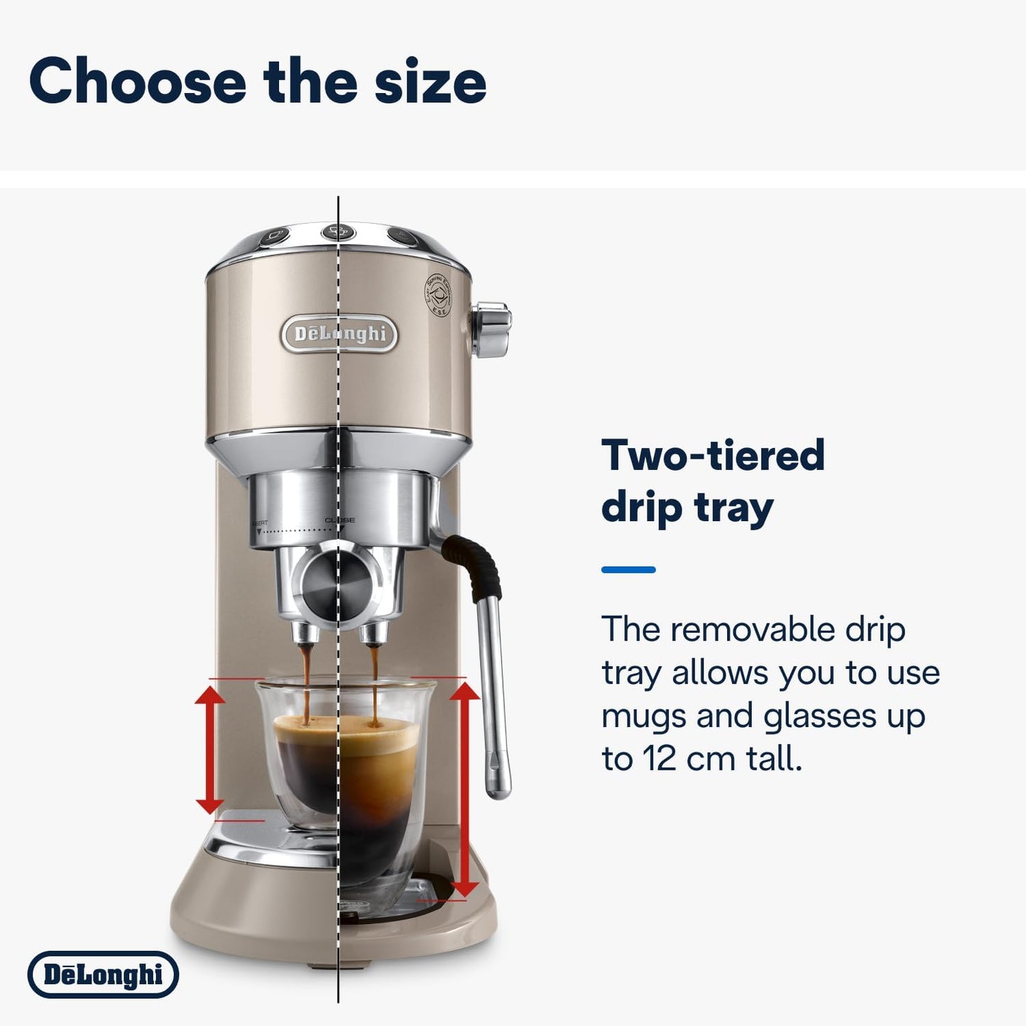De'Longhi Dedica Arte Espresso Machine - MyLatteArt Milk Foam Nozzle, 15 BAR Pressure, Steel Tamper Included, Beige Gold - Create Perfect Espresso, Cappuccinos, and Latte Art at Home - EC885.BG