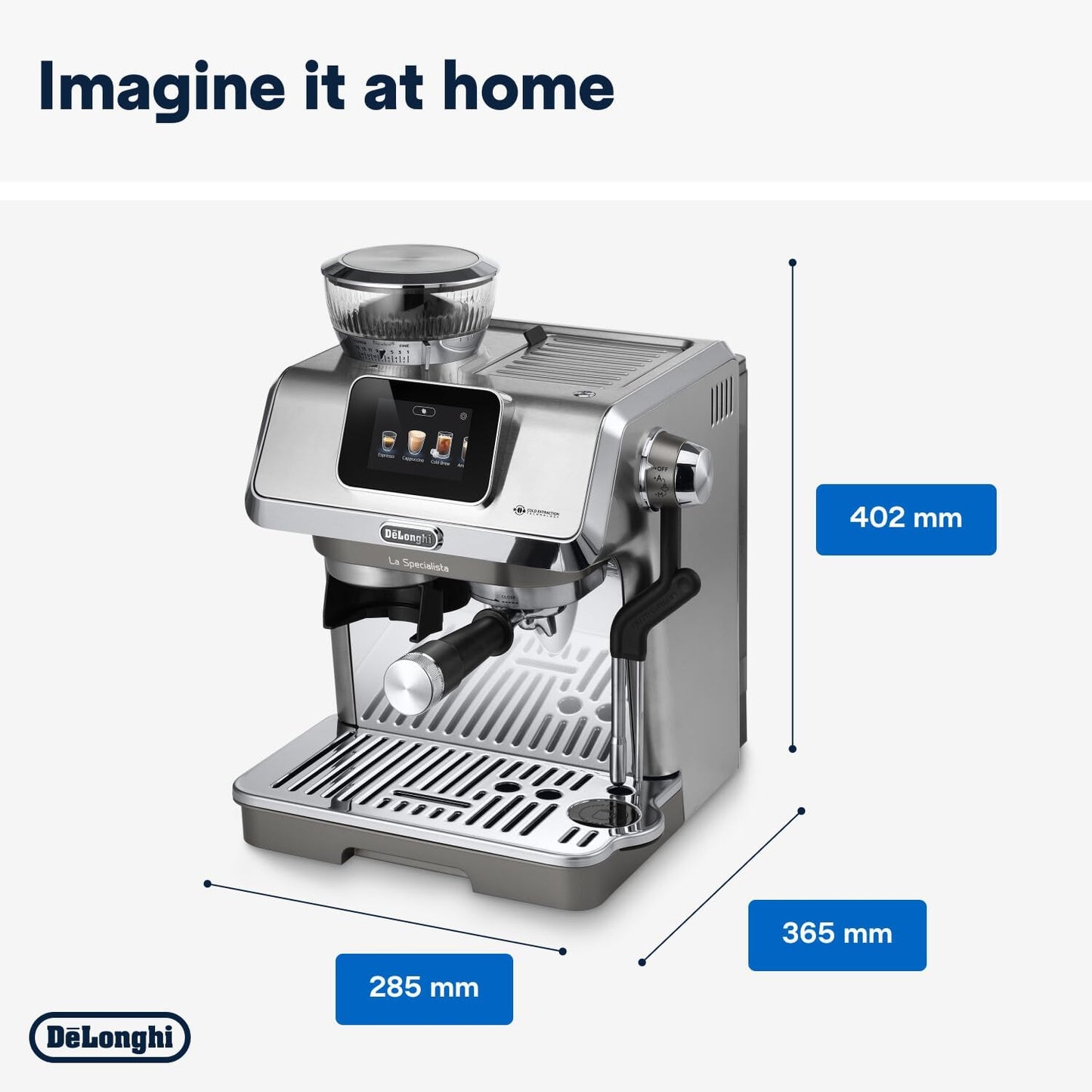 De'Longhi La Specialista Touch EC9455.M, Espresso Coffee Machine with Coffee Grinder, Cold Brew Function, Automatic or Manual Milk Frother, Intuitive Touch Control, Welcome Set, Metal