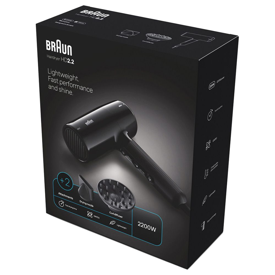 Braun HD2.2 Hair Dryer – Ultra Lightweight Ionic Dryer for Fast, Gentle Drying