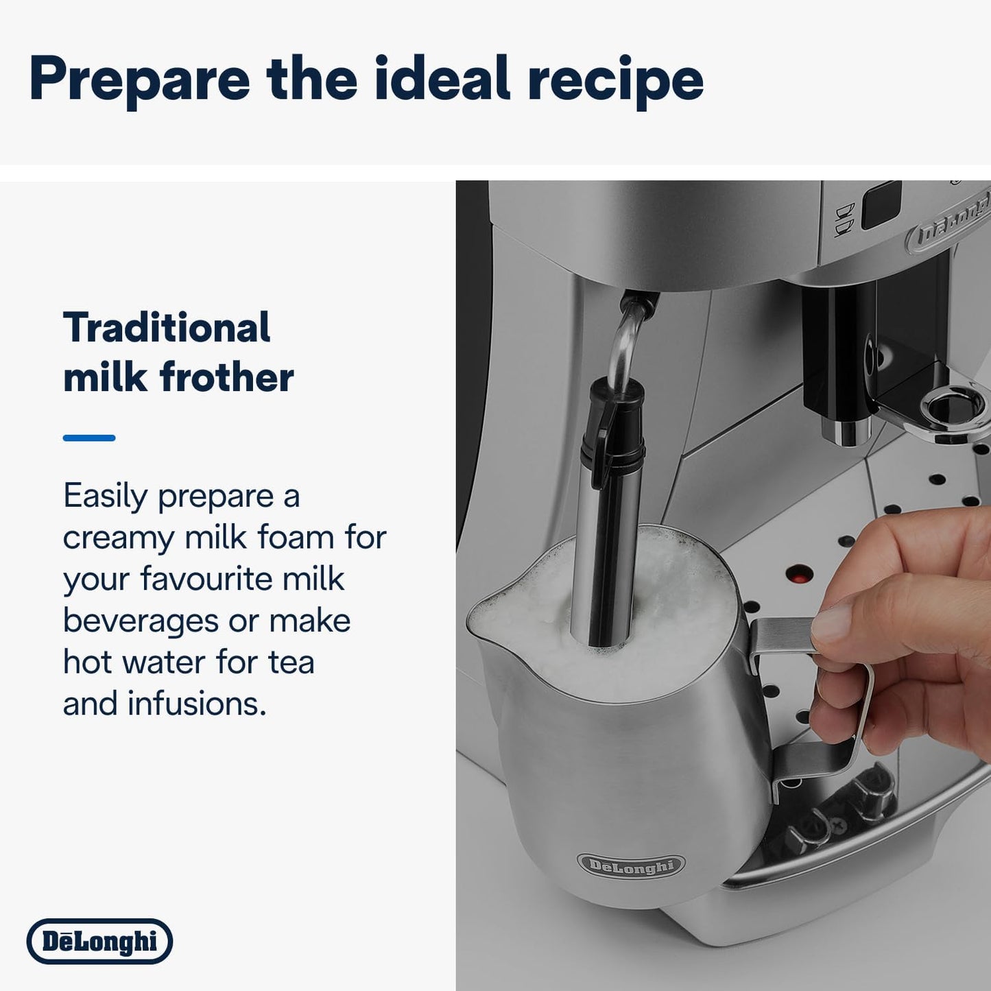 De'Longhi Fully Automatic Coffee Machine MAGNIFICA START Bean to Cup Espresso Machine, 6+ Functions for Espresso, Americano, Cappuccino, Latte, Macchiato & More Recipes ECAM220.60.B (Made in Europe)