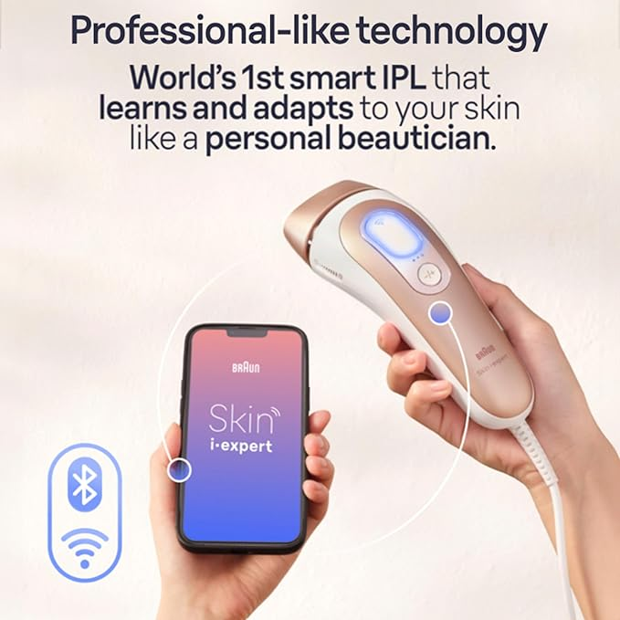 Braun IPL Skin i·expert PL7257 – Smart At-Home IPL Hair Removal Device with App Guidance, 3 Heads & Venus Razor
