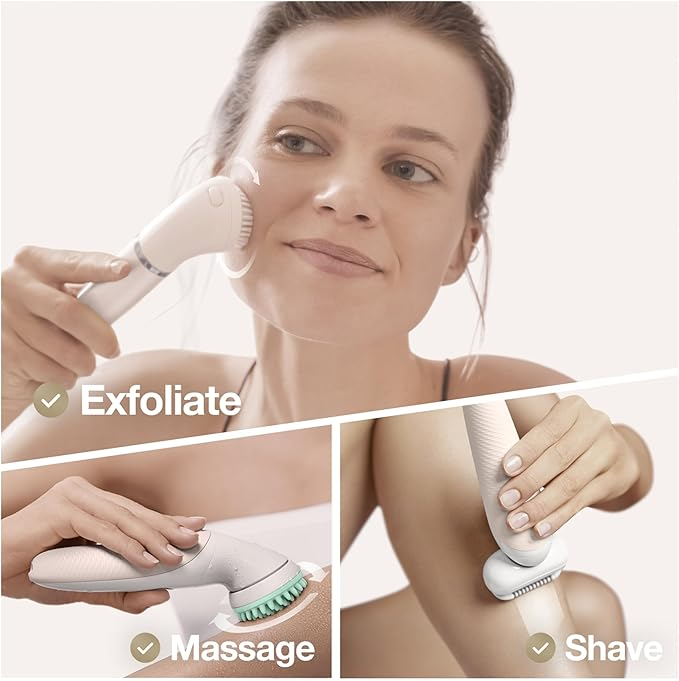 Braun Silk-épil 9 Flex Beauty Set 9300 – Women’s Epilator with Fully Flexible Head, FaceSpa, Shaver & Massage Attachments (White/Gold)