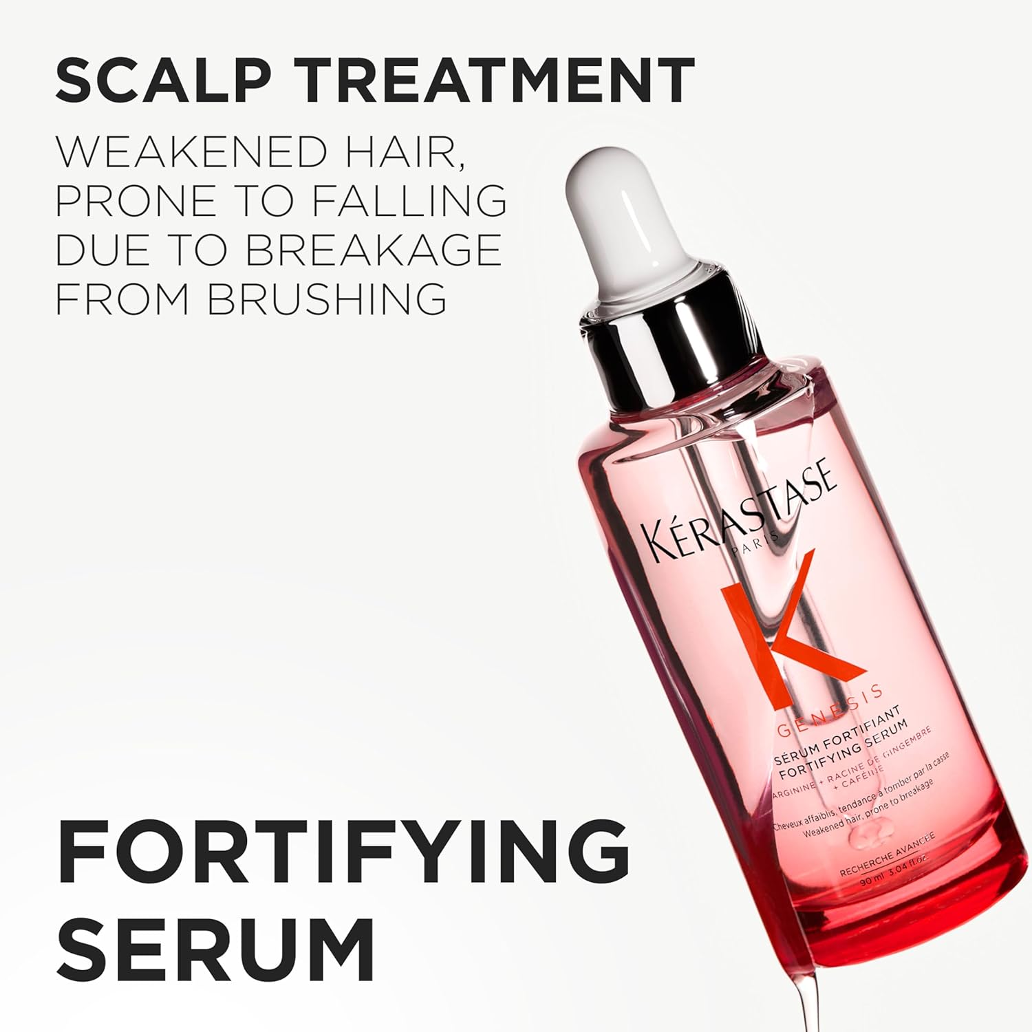 Kérastase Genesis Hair Serum, Nourishing & Fortifying Leave-In Conditioner, For Weakened Hair, With Ginger Root & Edelweiss Flower, Sérum Anti-Chute Fortifiant, 90ml