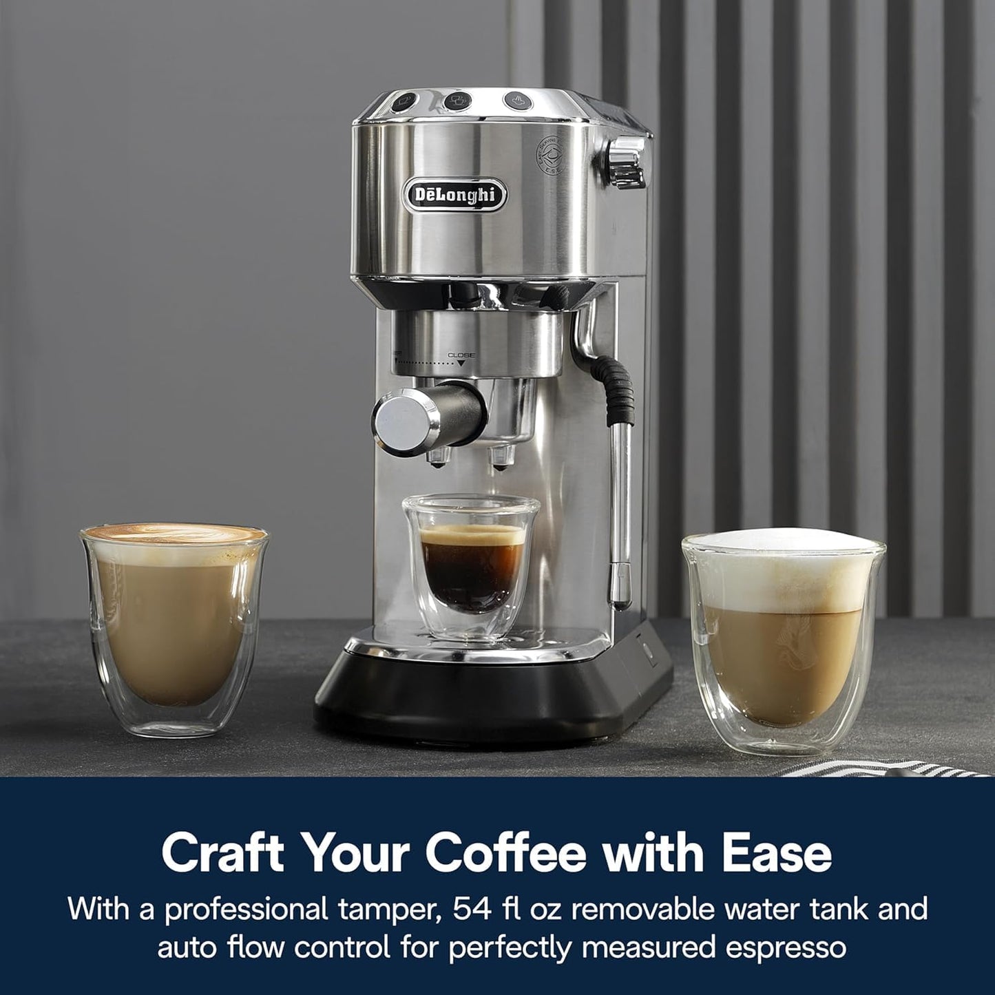 De'Longhi Dedica Arte Espresso Machine - MyLatteArt Milk Foam Nozzle, Precision Steam Wand, Steel Tamper Included - Create Perfect Espresso, Cappuccinos, and Latte Art at Home - EC885.M