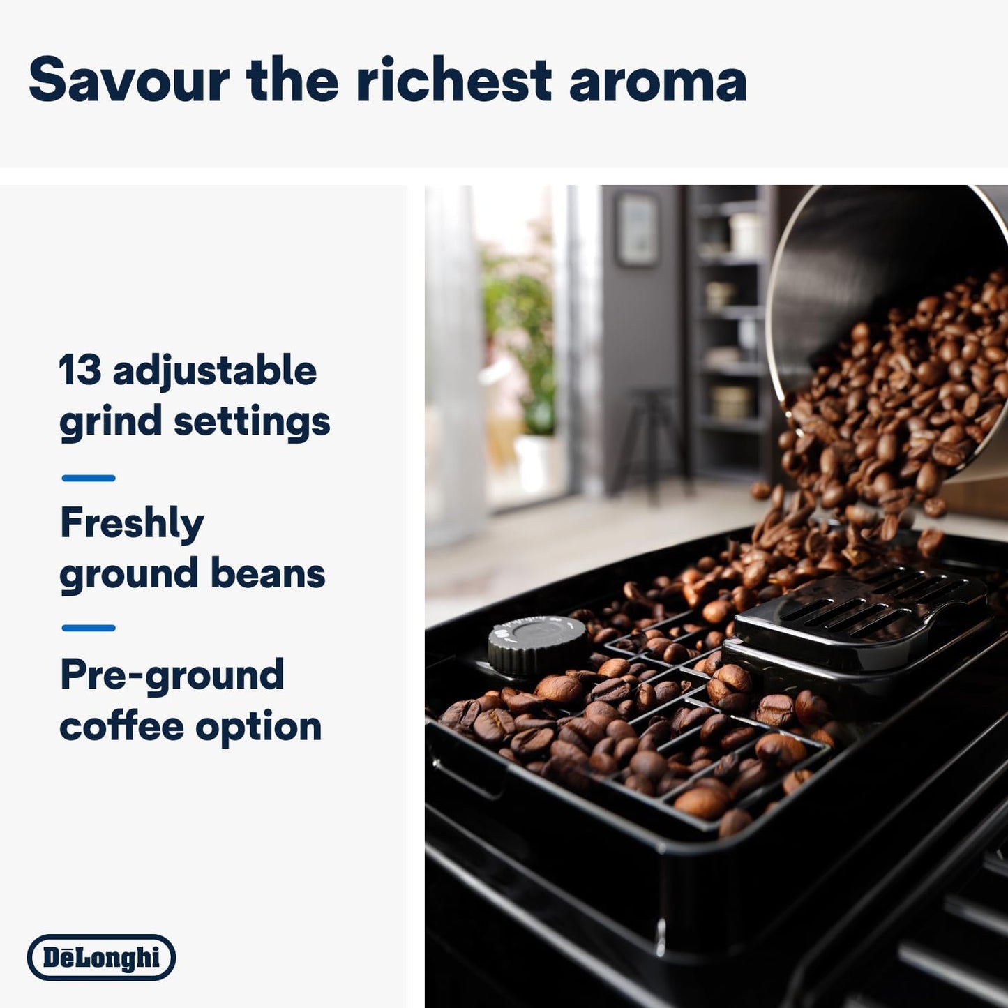 De'Longhi Fully Automatic Coffee Machine MAGNIFICA START Bean to Cup Espresso Machine, 6+ Functions for Espresso, Americano, Cappuccino, Latte, Macchiato & More Recipes ECAM220.60.B (Made in Europe)