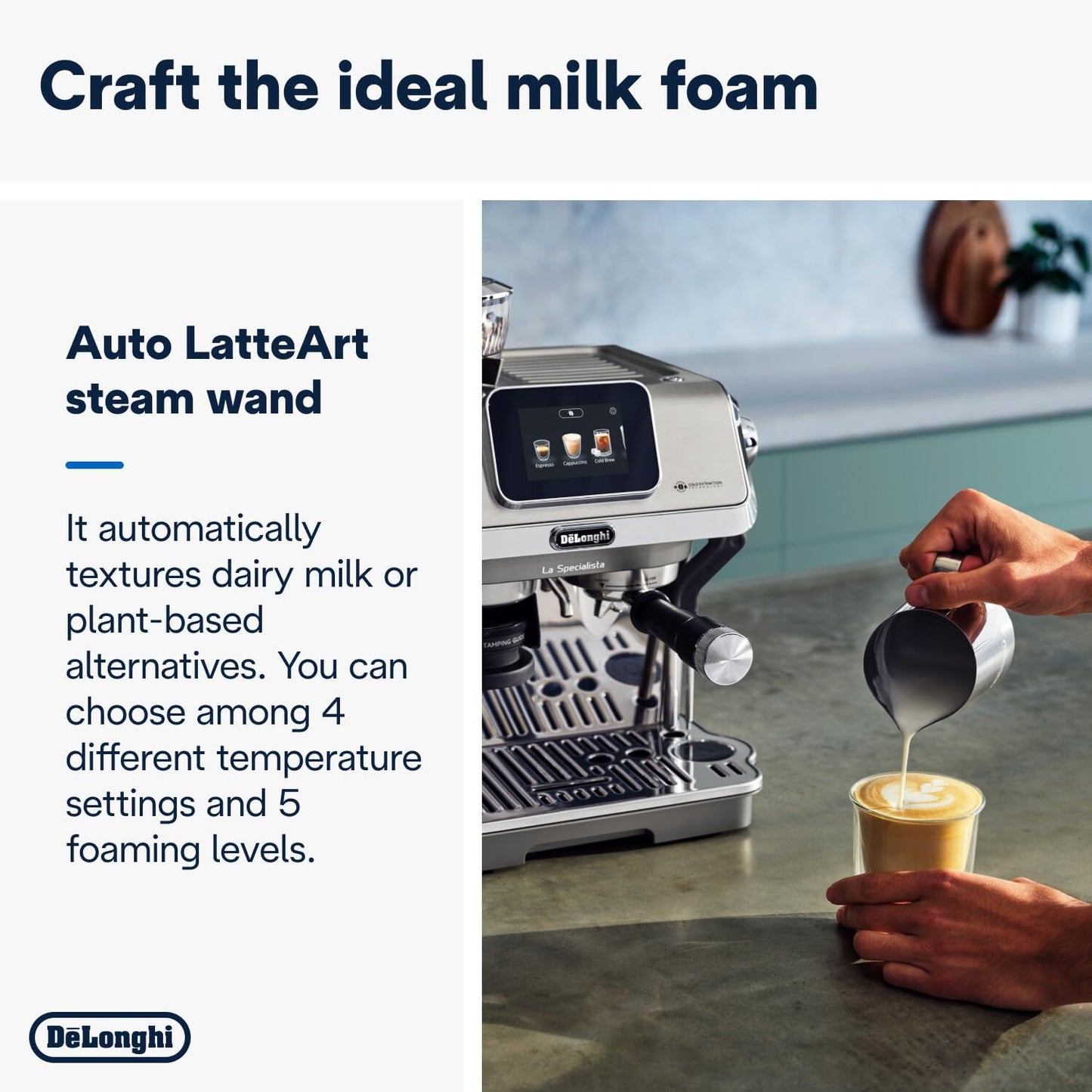 De'Longhi La Specialista Touch EC9455.M, Espresso Coffee Machine with Coffee Grinder, Cold Brew Function, Automatic or Manual Milk Frother, Intuitive Touch Control, Welcome Set, Metal