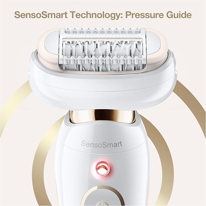 Braun Silk-épil 9 Flex Beauty Set 9300 – Women’s Epilator with Fully Flexible Head, FaceSpa, Shaver & Massage Attachments (White/Gold)