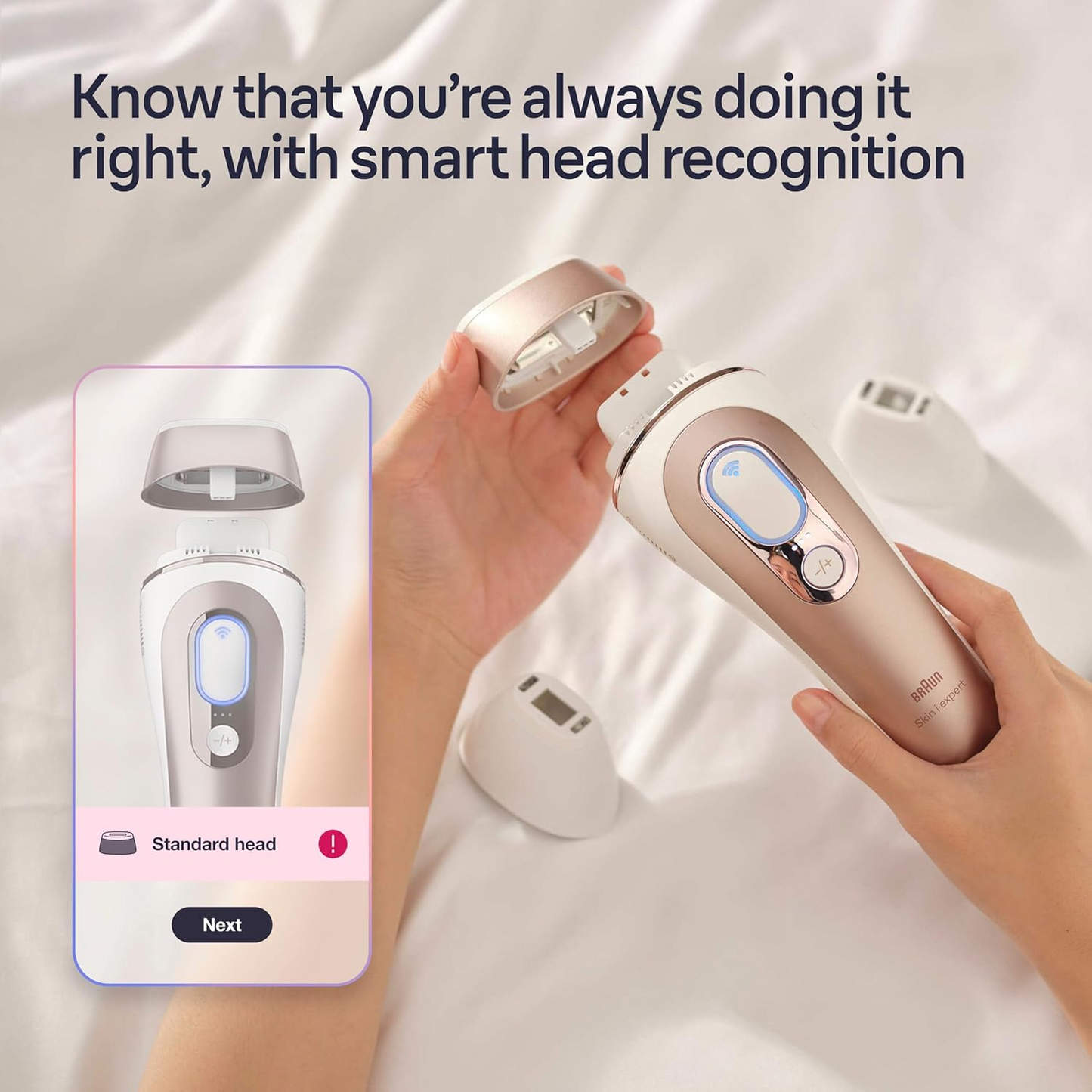 Braun IPL Skin i·expert PL7257 – Smart At-Home IPL Hair Removal Device with App Guidance, 3 Heads & Venus Razor