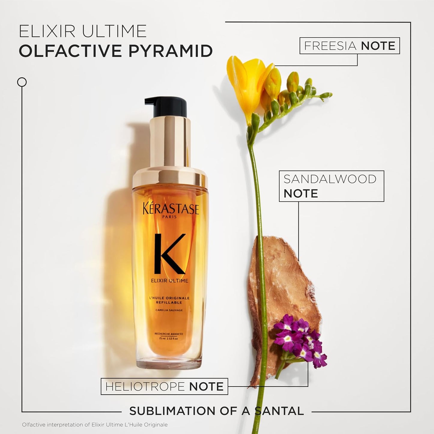 Kérastase Elixir Ultime, L'Huile Originale Refillable Hair Oil | Versatile Leave-In Oil to Smooth Frizz & Add Shine |Camellia, Marula and Argan Oils | For All Hair Types | 75ml