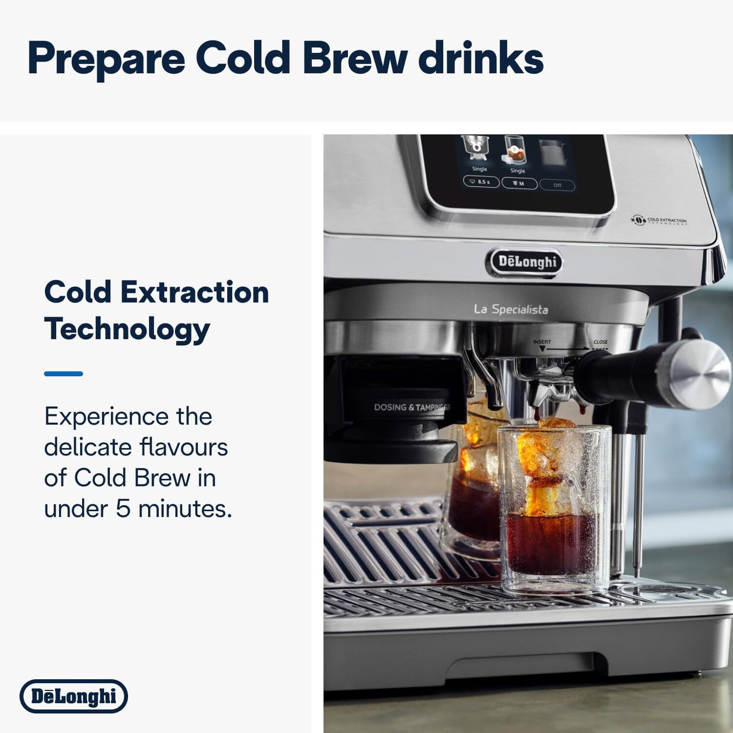 De'Longhi La Specialista Touch EC9455.M, Espresso Coffee Machine with Coffee Grinder, Cold Brew Function, Automatic or Manual Milk Frother, Intuitive Touch Control, Welcome Set, Metal