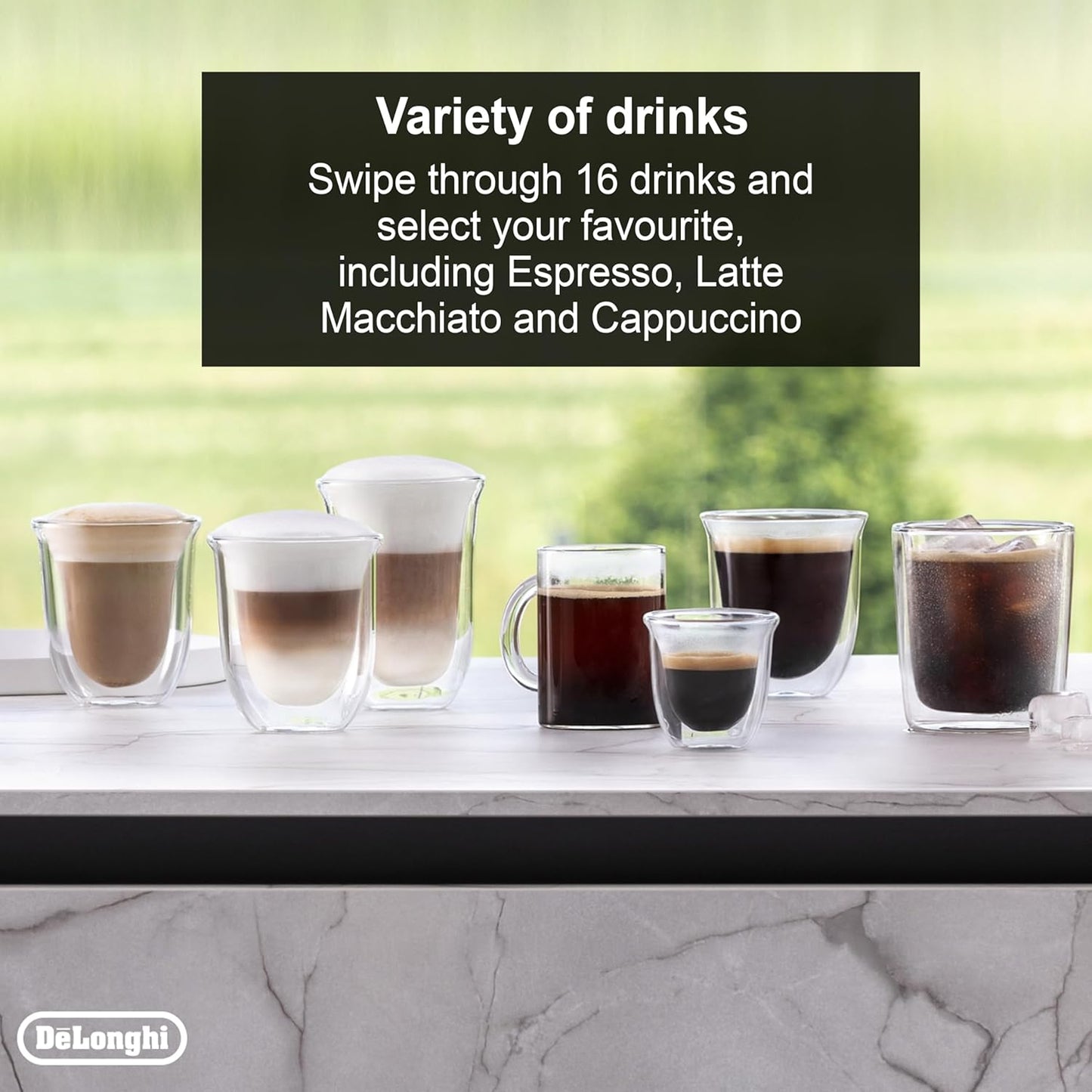 De'Longhi Rivelia EXAM440.55.BG Fully Automatic Coffee Machine – LatteCrema Hot, Automatic Milk Frother, Bean-to-Cup, 16 Coffee Recipes, Compact Design, Full Touch Color Display – Sand Beige
