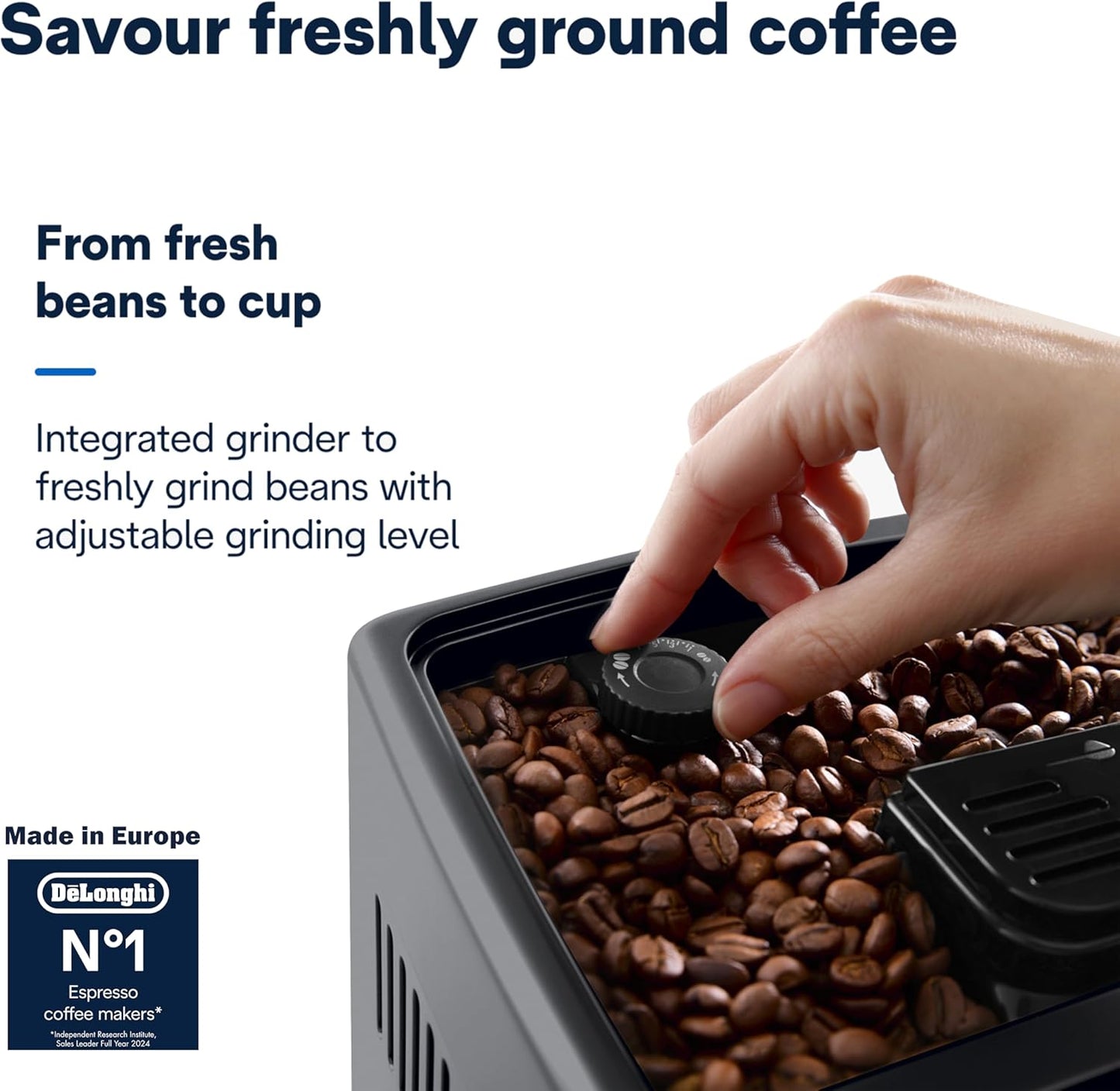 De'Longhi Fully Automatic Coffee Machine DINAMICA PLUS Bean to Cup Espresso, 18+ Pre-Set One Touch Recipes for Americano, Cappuccino, Latte, Macchiato & More (Made in Europe)