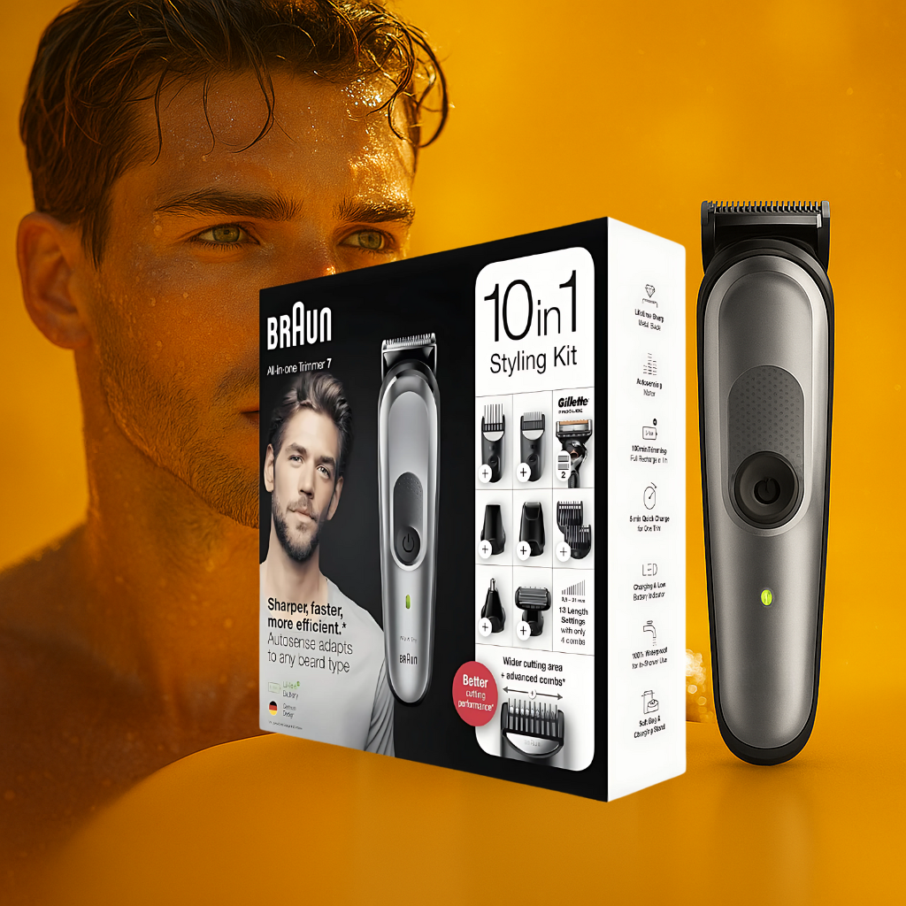 Braun MGK7331 10-in-1 Beard Trimmer for Men – All-in-One Grooming Kit with AutoSense Technology