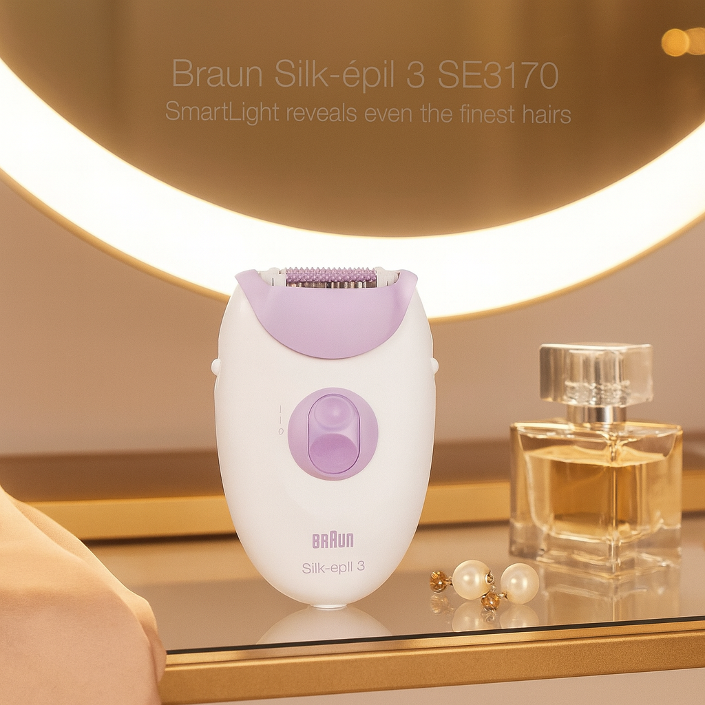 Braun Silk-épil 3 SE3170 Epilator – Corded Hair Removal Device with SmartLight and Massage Rollers