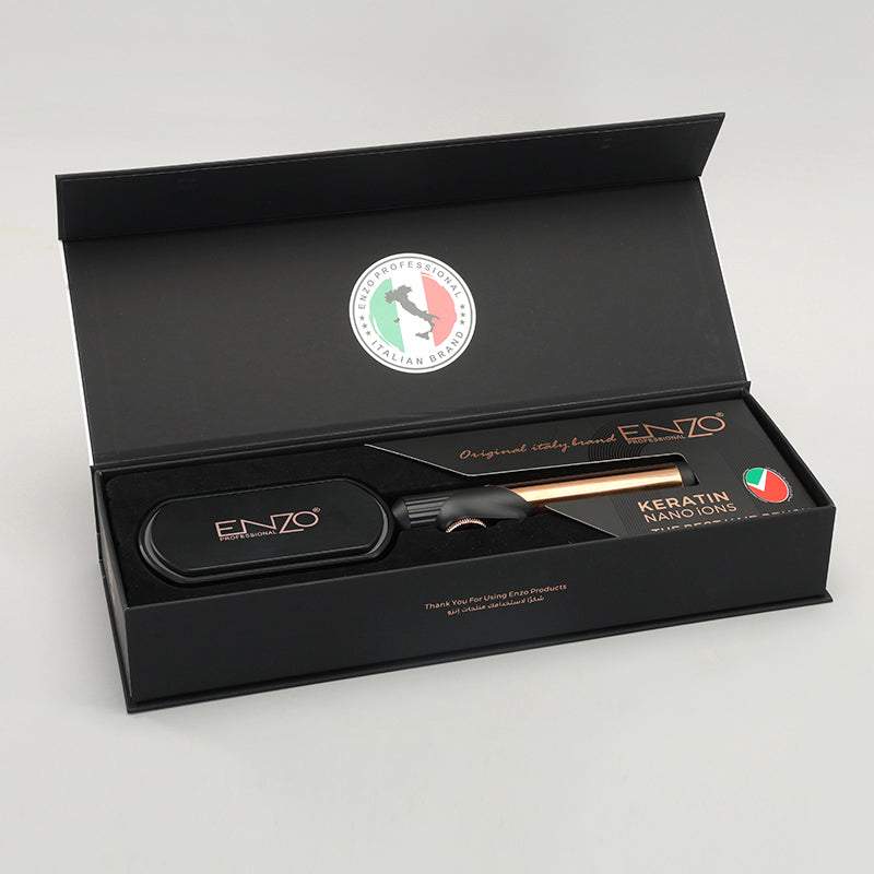 PrecisionWare ENZO EN-4002 Gold Hair Straightener Brush Salon Styler, Volumizer, and Ceramic Heating Ionic Hair Straightener Comb UAE Version