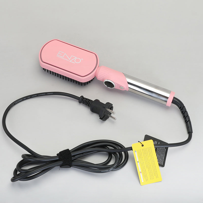 PrecisionWare ENZO EN-4002 Gold Hair Straightener Brush Salon Styler, Volumizer, and Ceramic Heating Ionic Hair Straightener Comb UAE Version