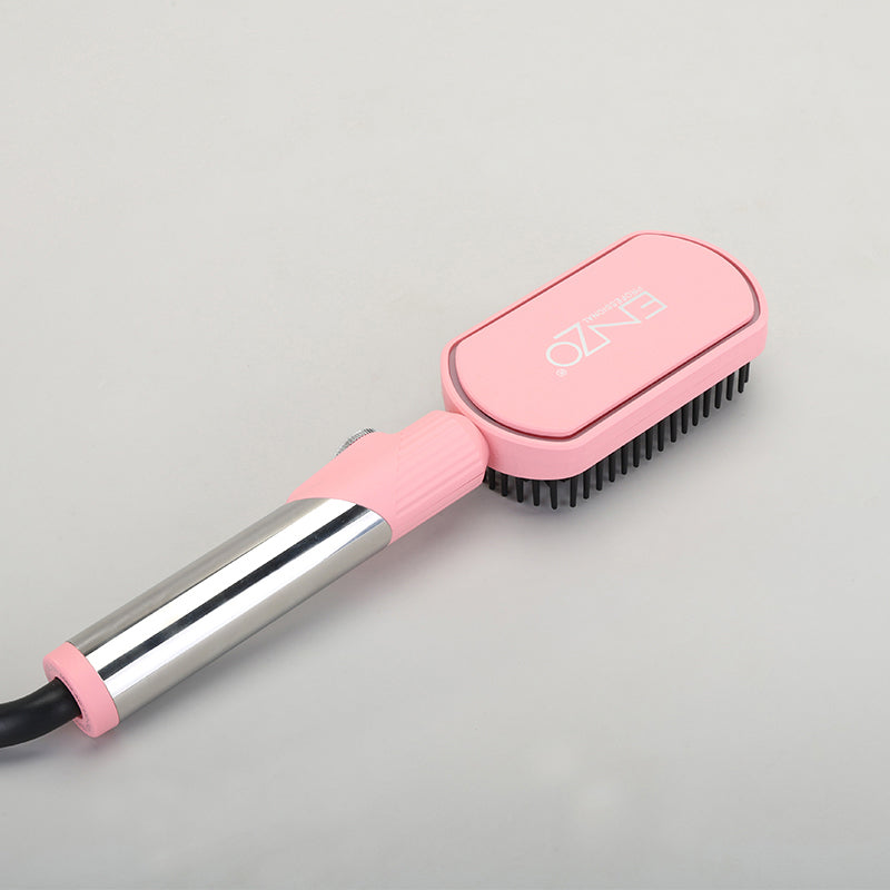 PrecisionWare ENZO EN-4002 Gold Hair Straightener Brush Salon Styler, Volumizer, and Ceramic Heating Ionic Hair Straightener Comb UAE Version