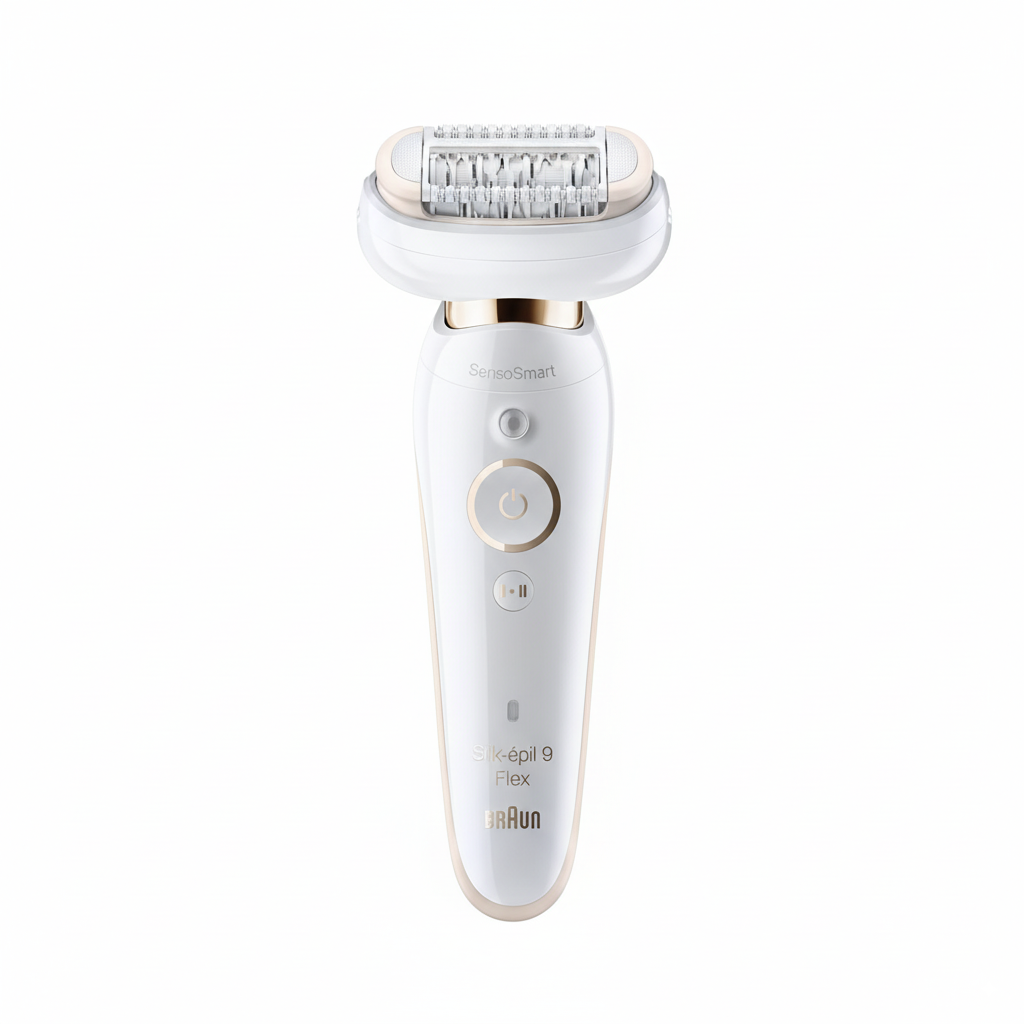 Braun Silk-épil 9 Flex Beauty Set 9300 – Women’s Epilator with Flexible Head, FaceSpa, Shaver, and Massage Attachments (White/Gold)