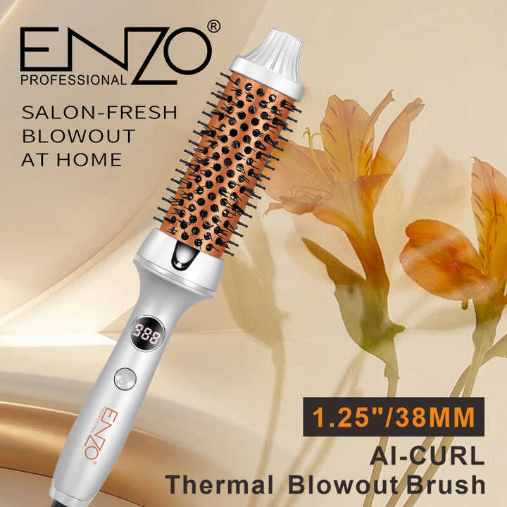 ENZO EN-2230 Rotating Thermal Curling Brush – Fast Heating, Multi-Function Hair Styler for Large Waves