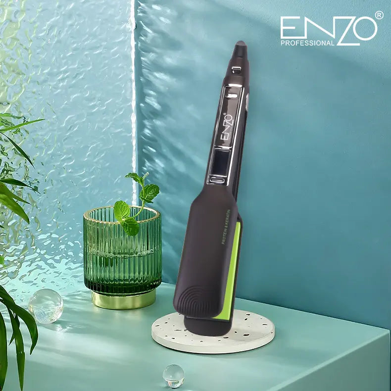 ENZO EN-3822 Professional Keratin Hair Straightener – Titanium Ceramic Plates with Adjustable Temperature and Ionic Technology ENZO Professional