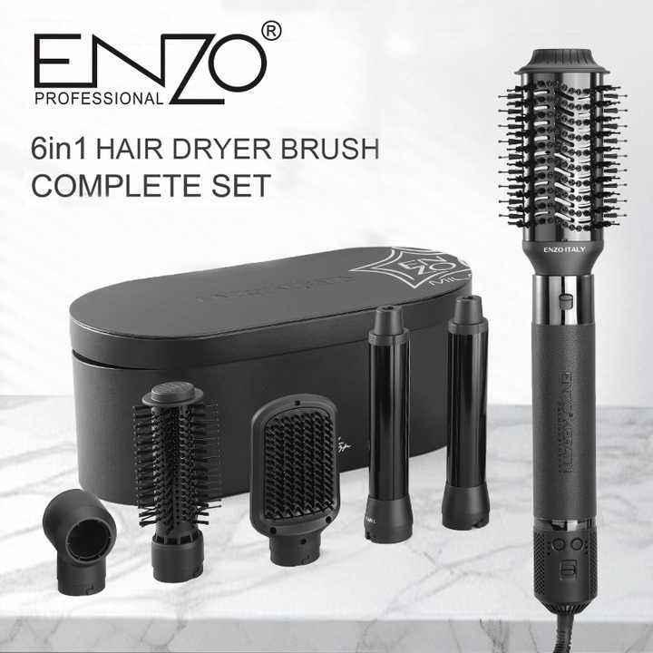 ENZO B1 6-in-1 Professional Hot Air Multi-Styler Brush with Ionic Technology – Dryer, Curler, Straightener & Comb