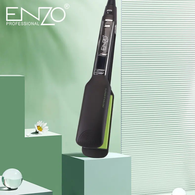 ENZO EN-3822 Professional Keratin Hair Straightener – Titanium Ceramic Plates with Adjustable Temperature and Ionic Technology ENZO Professional