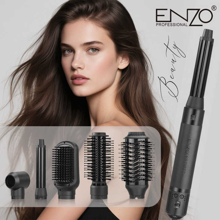 ENZO B1 6-in-1 Professional Hot Air Multi-Styler Brush with Ionic Technology – Dryer, Curler, Straightener & Comb
